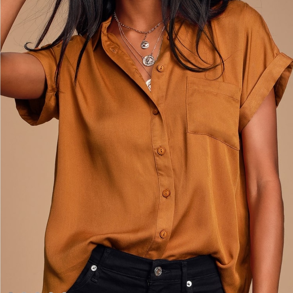 Rust short sleeve button up
